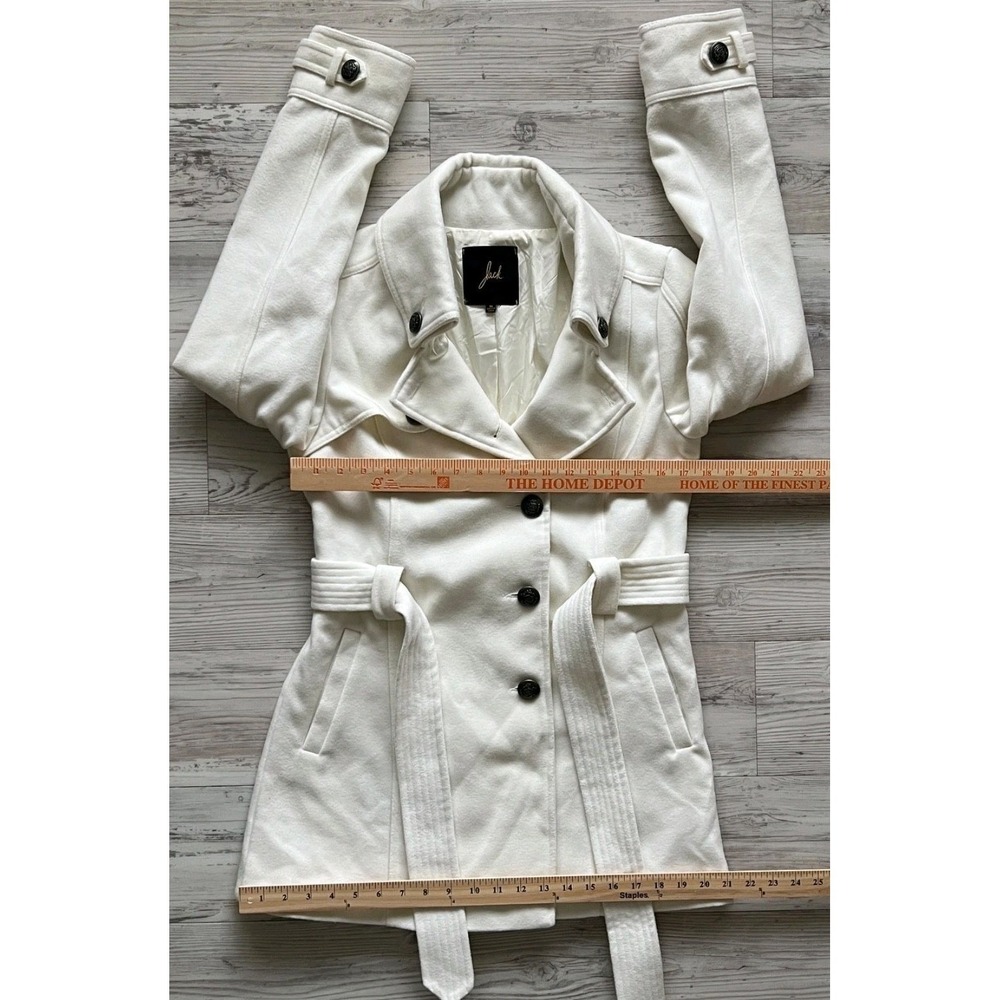 Jack Belted‎ Peacoat Jacket Women's Medium Bronze-Tone Metal Buttons Chic - Picture 6 of 11